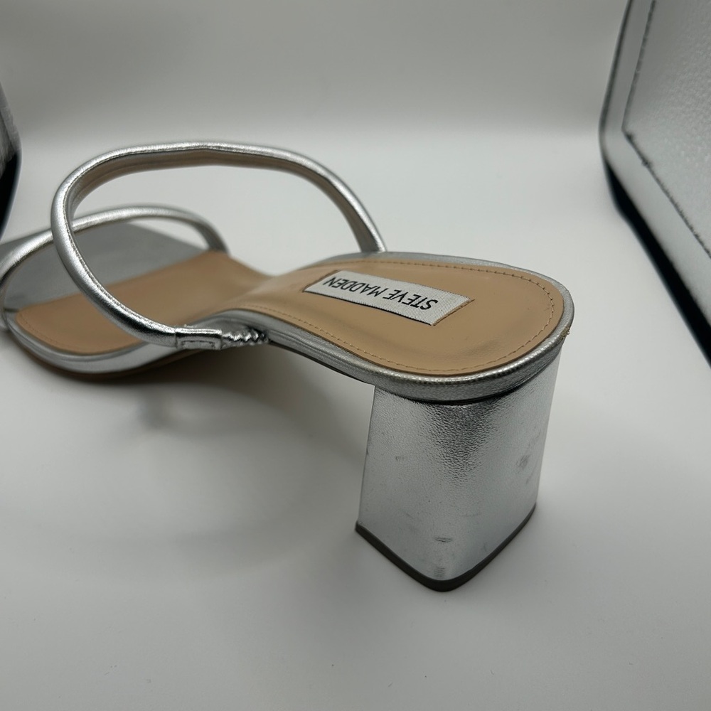 Steve Madden Silver Strappy Heels - Picture 4 of 6